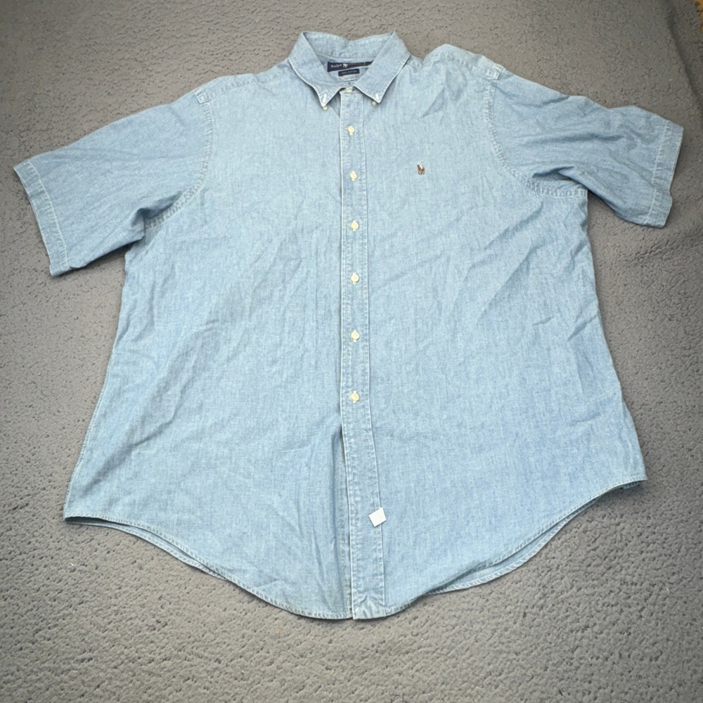 Polo Ralph Lauren Chambray Shirt Mens XXL Blue Button Down Denim Pony Preppy